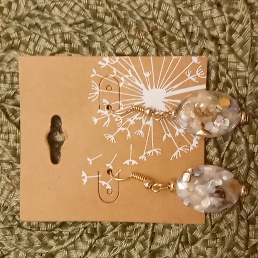 NWT gold with white mixed stone earrings